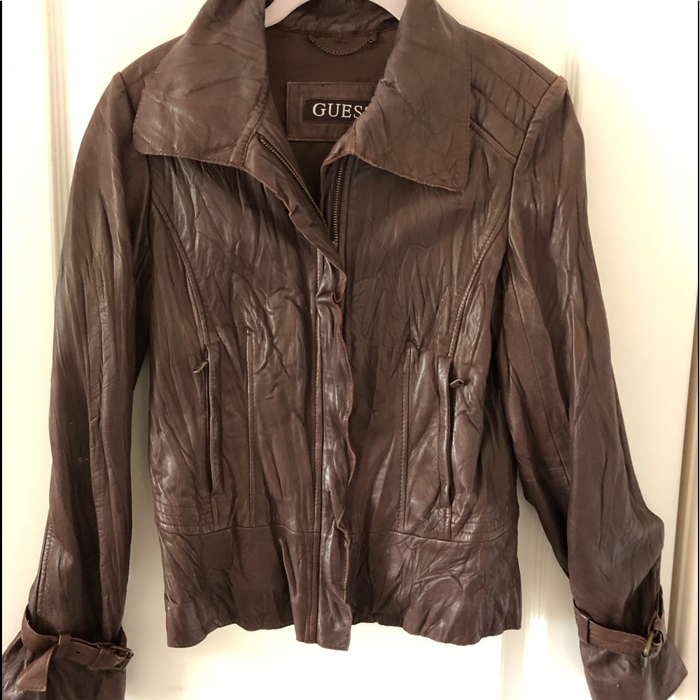 🐣VINTAGE GUESS WAIST SLIMMING BUTTER LEATHER JACKET